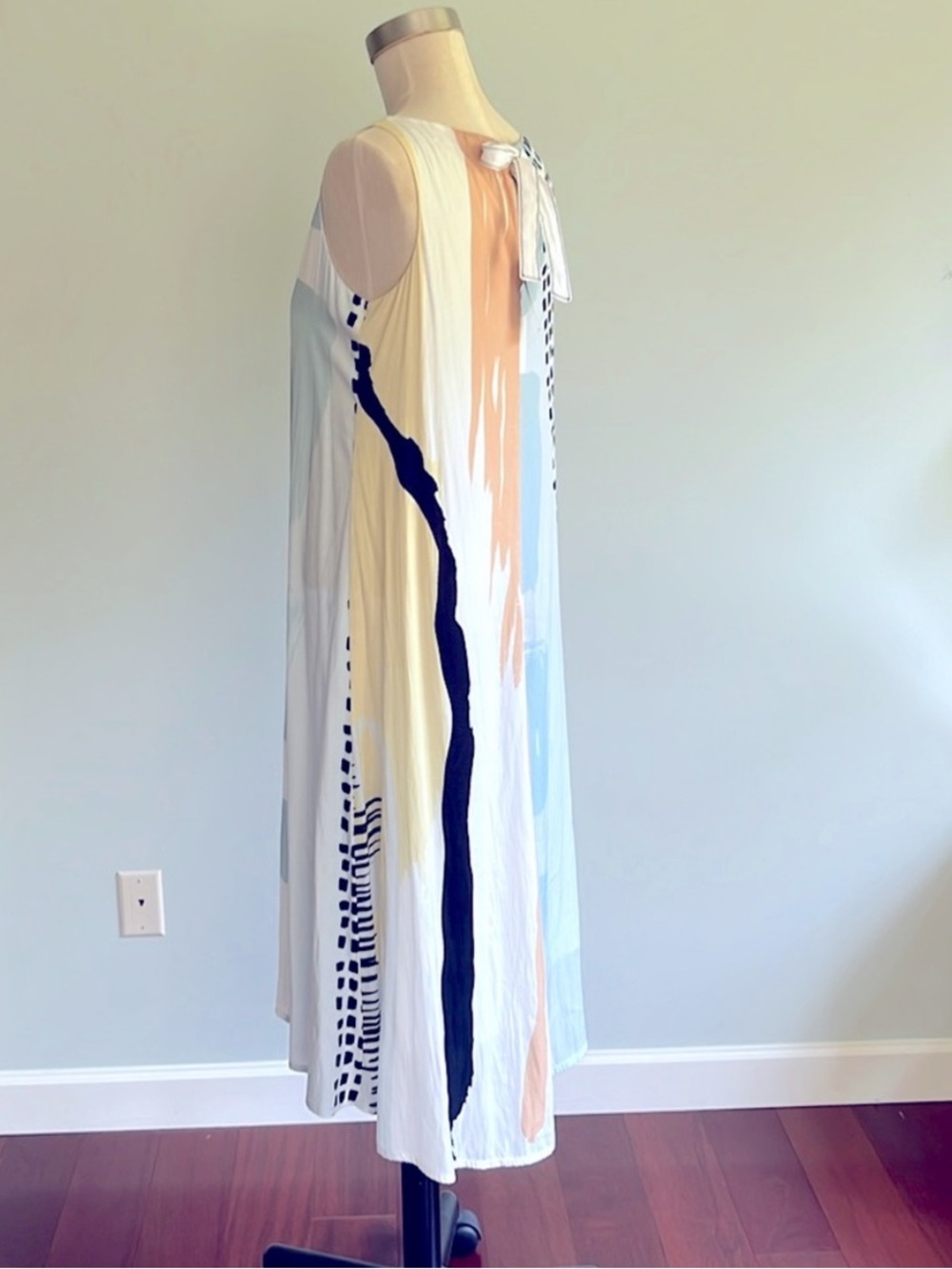 Chico's Sleeveless Maxi Dress in White, Coral, Light Blue & Black - Picture 4 of 7